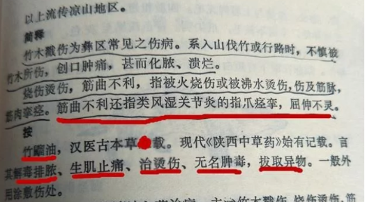 《陕西中草药》记载竹鼠油具对皮肤拔取异物,敛疮消肿,解毒生肌,温经通络,祛风逐湿之功多外用涂患处。