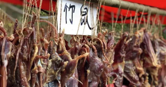 竹鼠做成腊肉销售